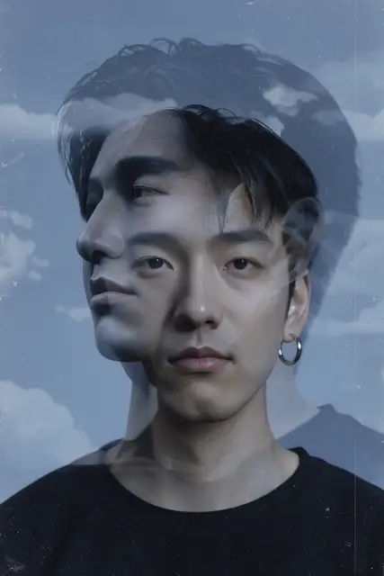 FLUX 3 Klein ComfyUI: A double-exposure portrait, two seeds (Seed 2)