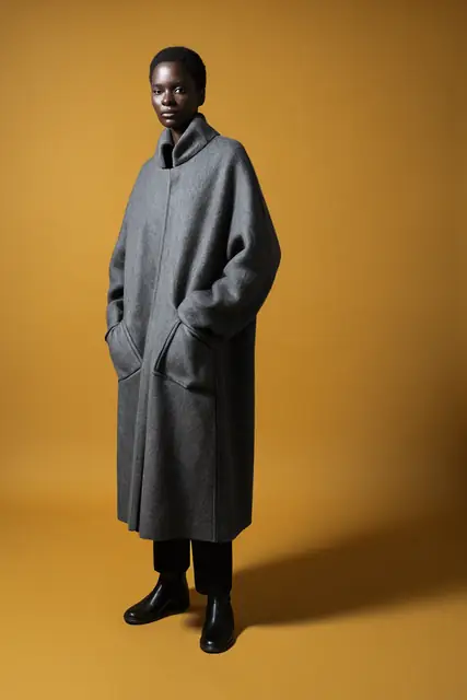FLUX 3 Klein ComfyUI: A fashion editorial in an oversized grey wool coat (Base)