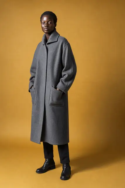 FLUX 3 Klein ComfyUI: A fashion editorial in an oversized grey wool coat
