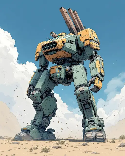 FLUX 3 Klein ComfyUI: A mecha turned into a desk figurine (input 1)