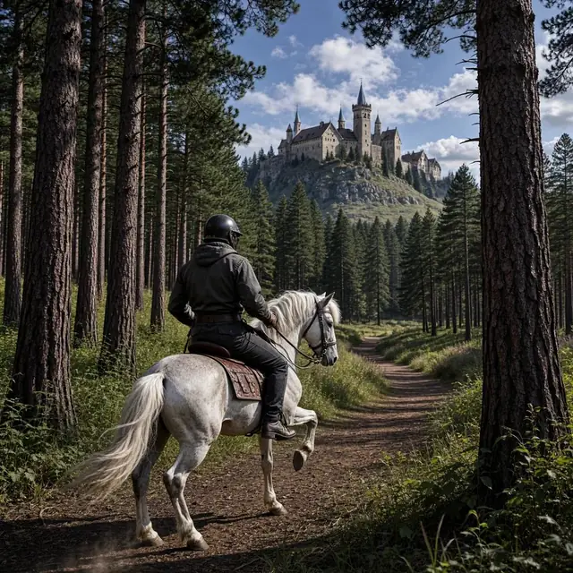 FLUX 3 Klein ComfyUI: A knight riding toward a castle, trained style LoRA (No LoRA)