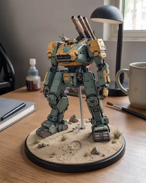 FLUX 3 Klein ComfyUI: A mecha turned into a desk figurine