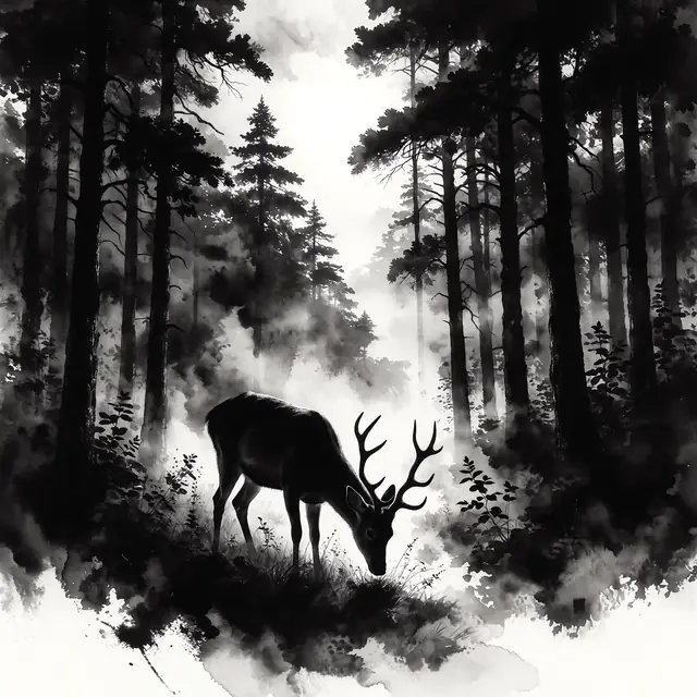 Krea 2 ComfyUI: A deer grazing in a sunlit forest