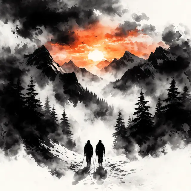 Krea 2 ComfyUI: A sunset over snowy mountains