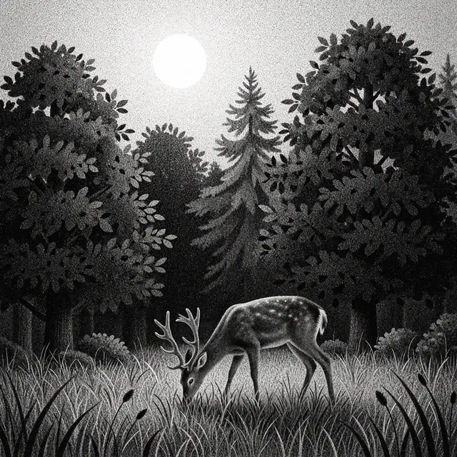 Krea 2 ComfyUI: A deer grazing in a sunlit forest