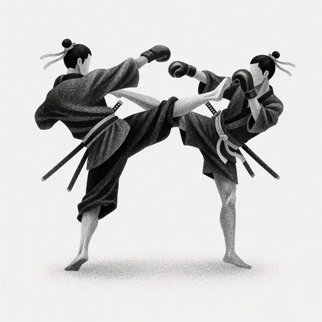 Krea 2 ComfyUI: Two samurai trading muay thai kicks