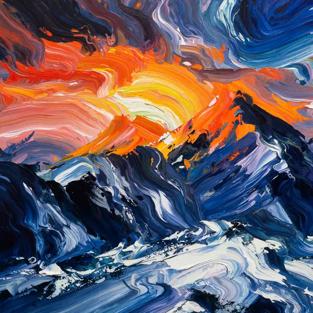 Krea 2 ComfyUI: A sunset over snowy mountains
