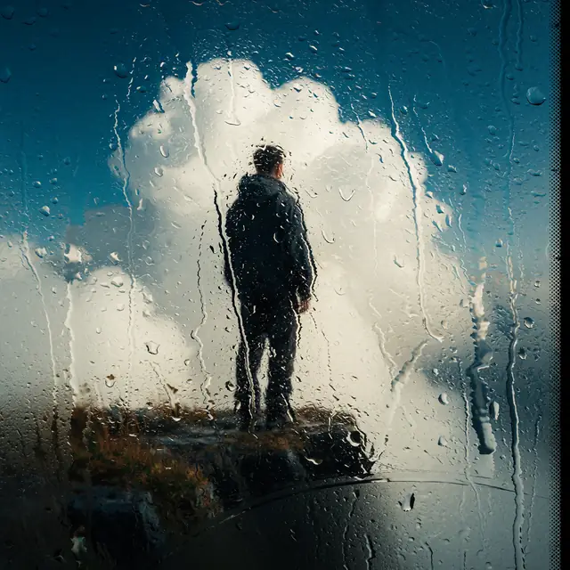 Krea 2 ComfyUI: A lone figure on a cliff under billowing clouds