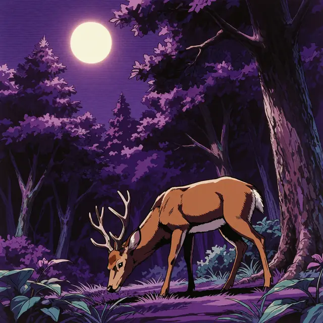 Krea 2 ComfyUI: A deer grazing in a sunlit forest