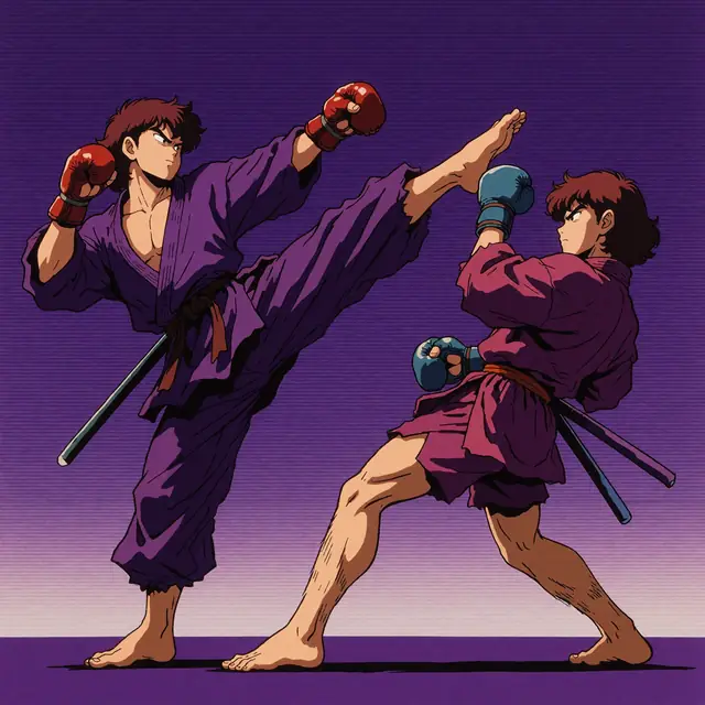 Krea 2 ComfyUI: Two samurai trading muay thai kicks