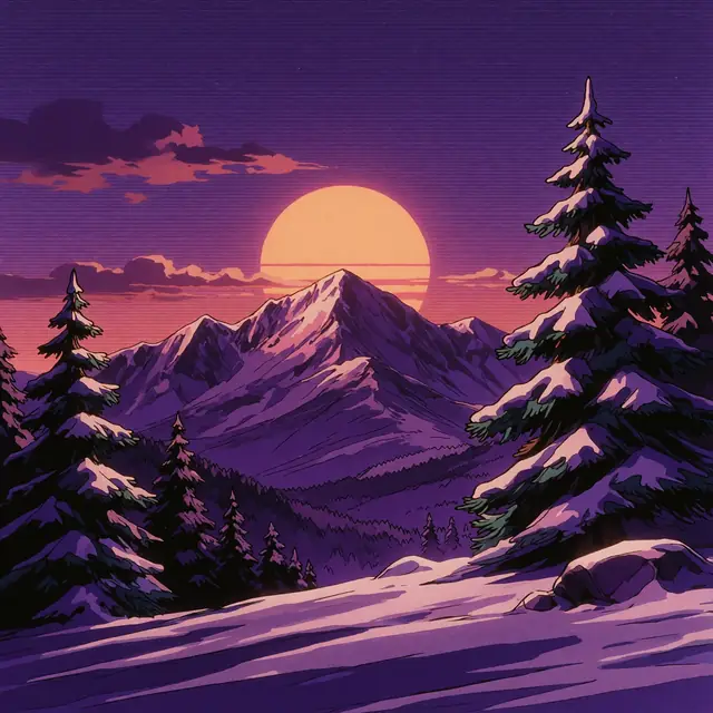 Krea 2 ComfyUI: A sunset over snowy mountains