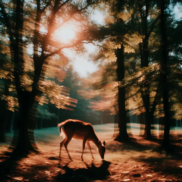 Krea 2 ComfyUI: A deer grazing in a sunlit forest