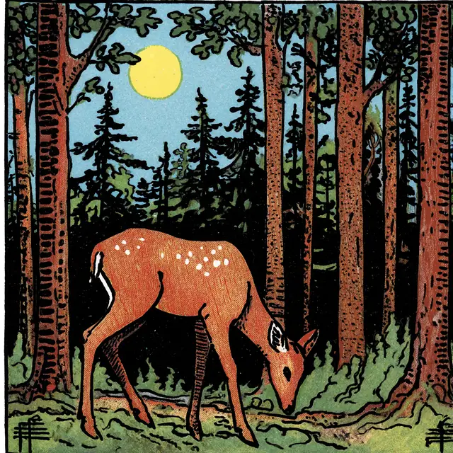 Krea 2 ComfyUI: A deer grazing in a sunlit forest