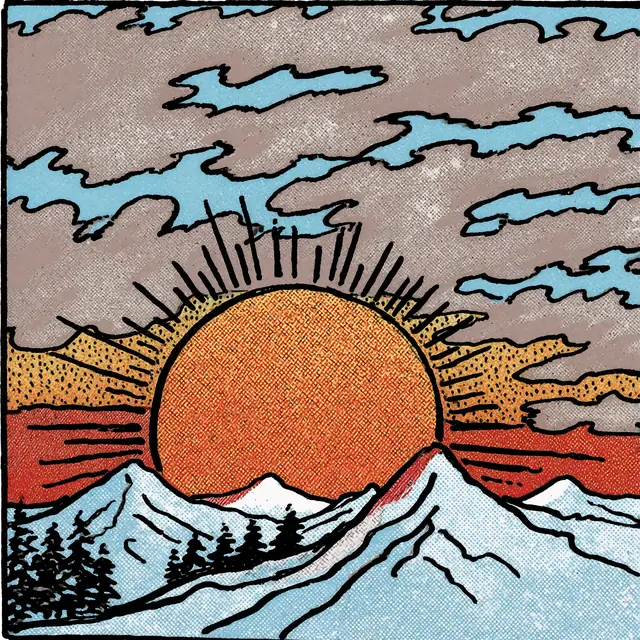 Krea 2 ComfyUI: A sunset over snowy mountains