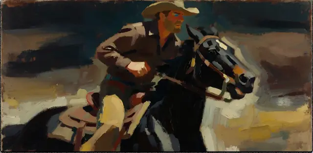 Krea 2 ComfyUI: The same cowboy prompt, style reference 7