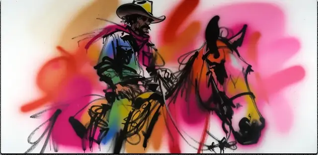 Krea 2 ComfyUI: The same cowboy prompt, style reference 9